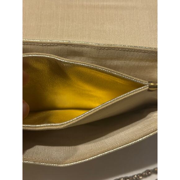 Vintage Metallic Gold Evening Clutch/Purse Gold Chain Shoulder Strap letter “FRH - Picture 11 of 12